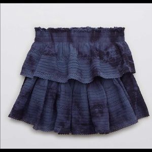 Aerie Blue Tie Dye Rock N Ruffle Skirt
